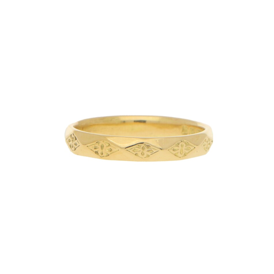Geometric Floral Yellow Gold Band