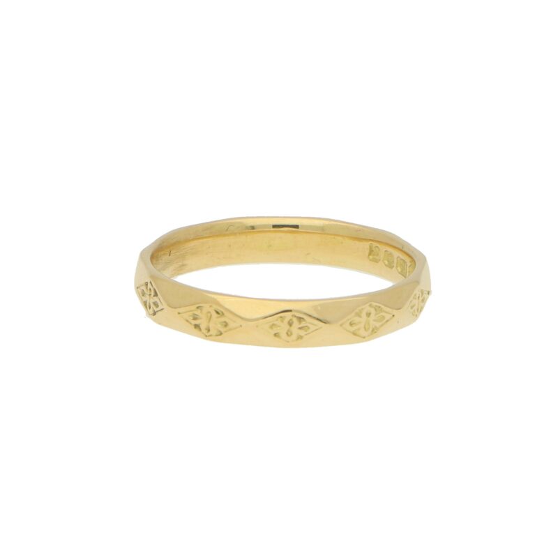 Geometric Floral Yellow Gold Band
