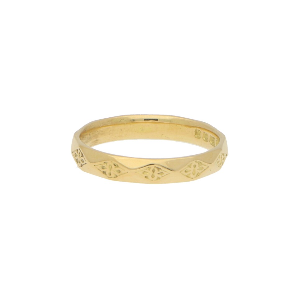 Geometric Floral Yellow Gold Band