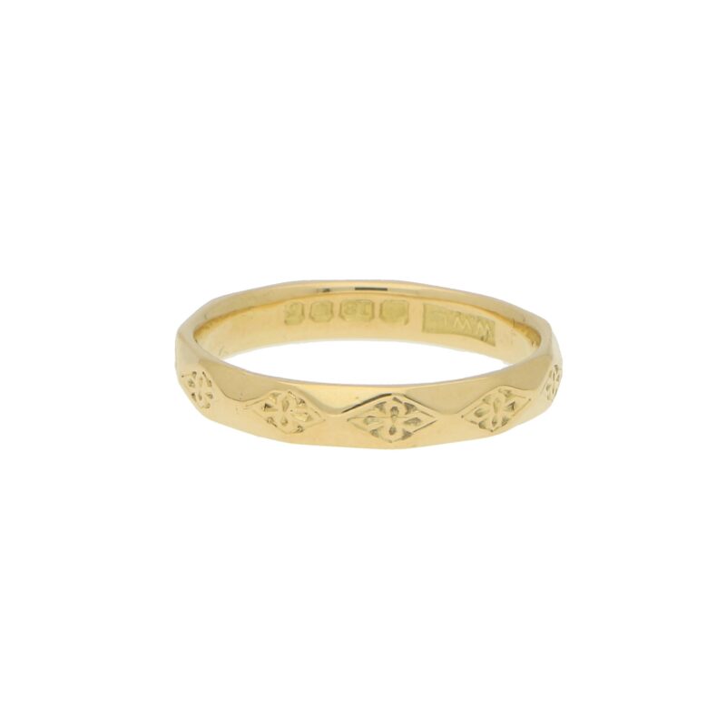 Geometric Floral Yellow Gold Band