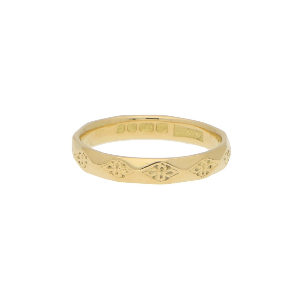 Geometric Floral Yellow Gold Band