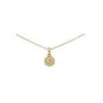 Emerald and Diamond Cluster Pendant in Yellow Gold