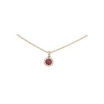 Ruby and Diamond Cluster Pendant in Yellow Gold