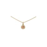 Ruby and Diamond Cluster Pendant in Yellow Gold