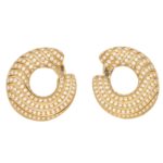 Cartier Neptune Diamond Hoop Earrings in 18k Yellow Gold