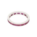 Art Deco Inspired Ruby Full Eternity Ring in Platinum