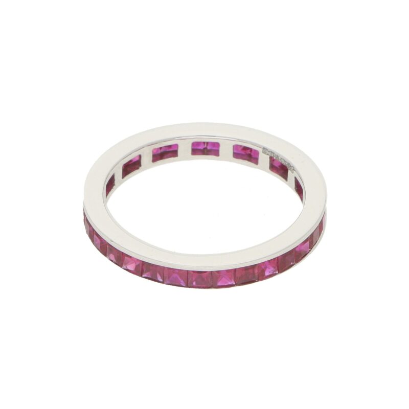 Art Deco Inspired Ruby Full Eternity Ring in Platinum