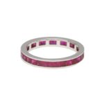 Art Deco Inspired Ruby Full Eternity Ring in Platinum