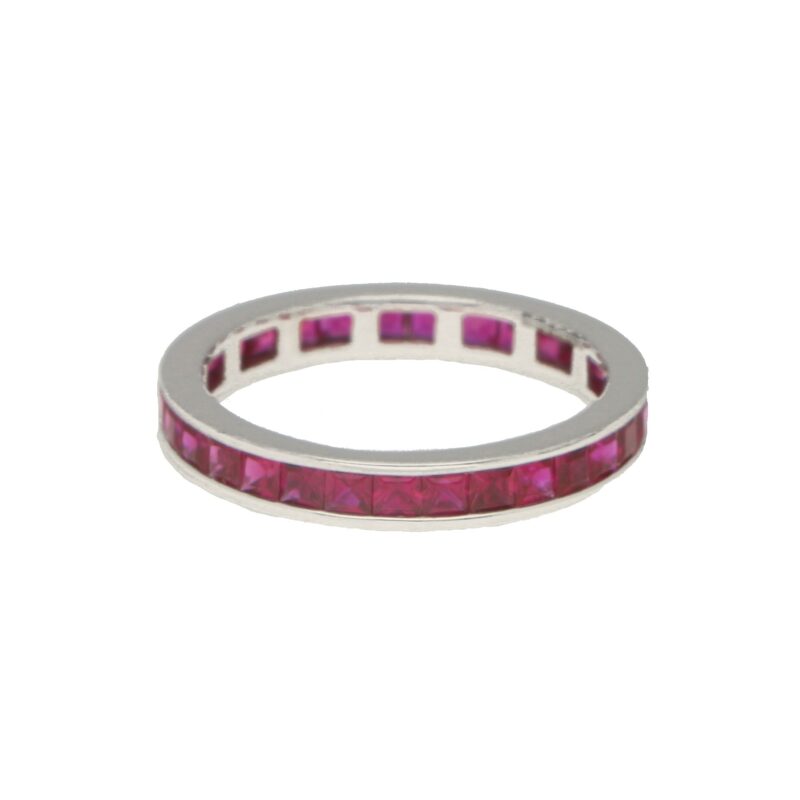 Art Deco Inspired Ruby Full Eternity Ring in Platinum