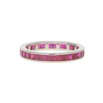 Art Deco Inspired Ruby Full Eternity Ring in Platinum