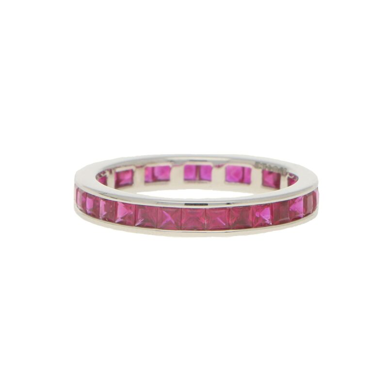 Art Deco Inspired Ruby Full Eternity Ring in Platinum