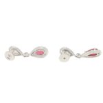 Moussaieff Ruby and Diamond Drop Earrings in Platinum