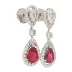 Moussaieff Ruby and Diamond Drop Earrings in Platinum