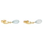Briolette Aquamarine Half Hoop Earrings in 18k Yellow Gold