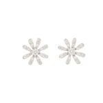 White Diamond Daisy Flower Stud Earrings