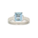 Aquamarine and Diamond Ring in White Gold