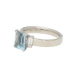 Aquamarine and Diamond Ring in White Gold