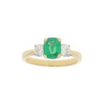 Emerald and Diamond Trilogy Engagement Ring in Yellow Gold