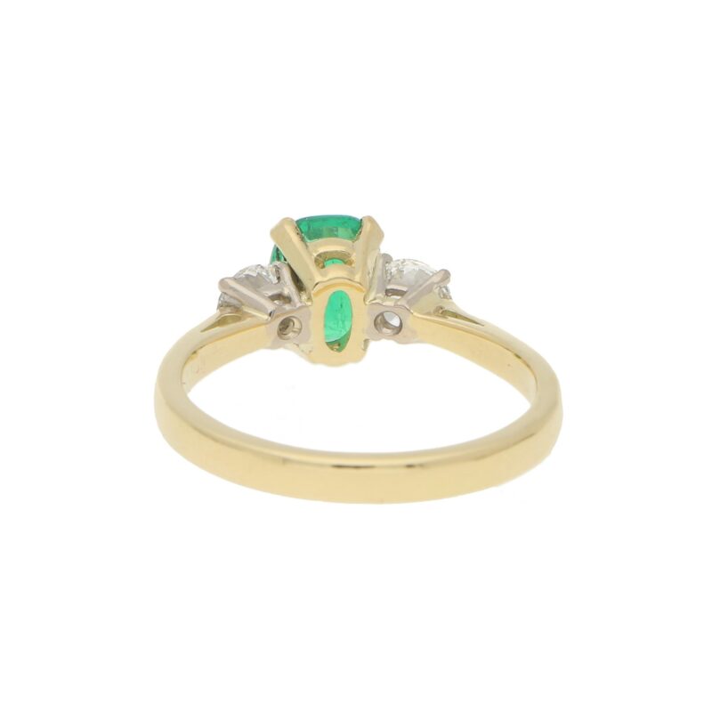 Emerald and Diamond Trilogy Engagement Ring in Yellow Gold