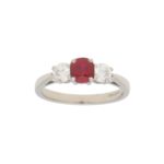 Ruby and Diamond Trilogy Engagement Ring in White Gold