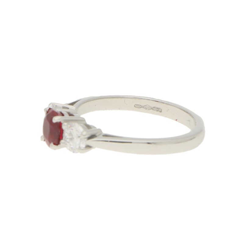 Ruby and Diamond Trilogy Engagement Ring in White Gold