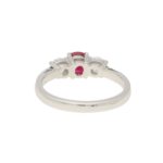 Ruby and Diamond Trilogy Engagement Ring in White Gold