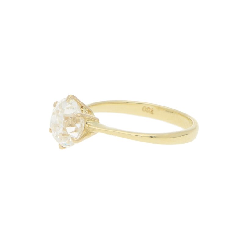 Old Mine Cut Diamond Engagement Ring in Yellow Gold