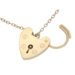 Vintage Heart Padlock Charm Link Bracelet in Yellow Gold