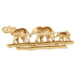 Cartier Emerald Walking Elephant Family Brooch