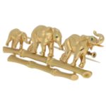 Cartier Emerald Walking Elephant Family Brooch