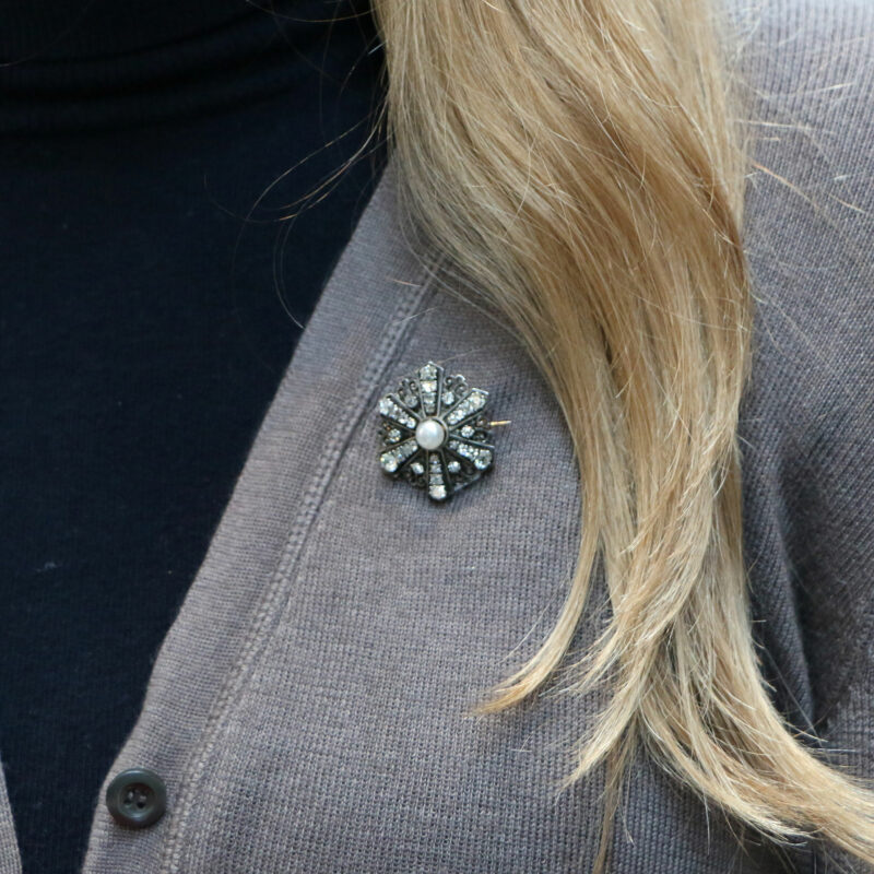 Victorian pearl and diamond brooch/pendant.