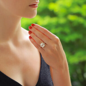 GIA Certified 2.54ct Emerald Cut Halo Cluster Ring