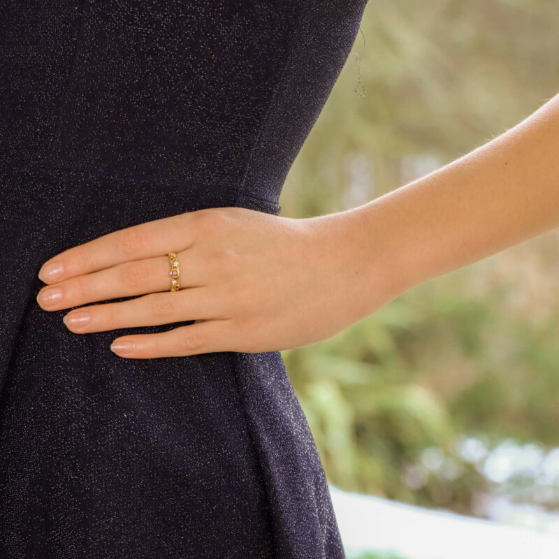 Ruby and Diamond Retro Bubble Ring