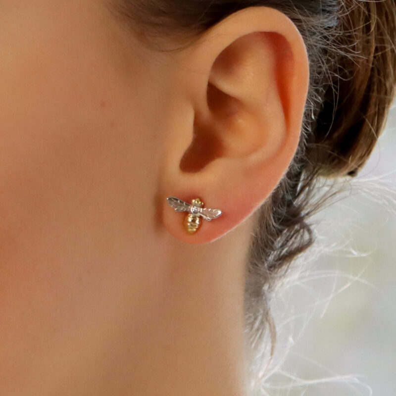 Diamond Bee Stud Earrings