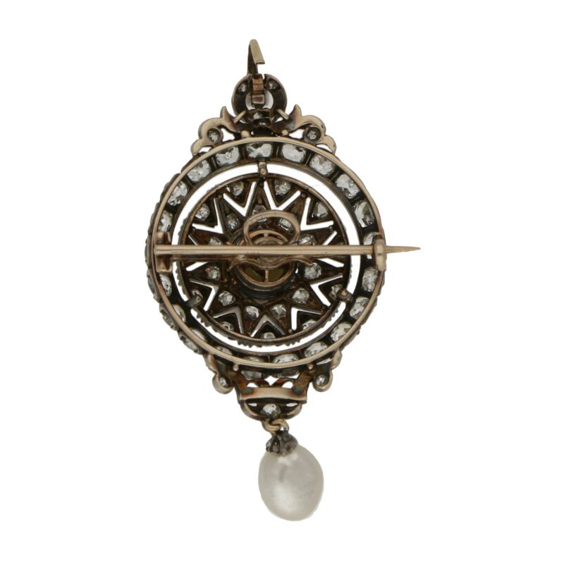 Convertible Victorian Pearl and Diamond Brooch Pendant