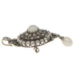 Convertible Victorian Pearl and Diamond Brooch Pendant