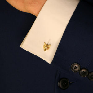 Ruby Eyed Fox Head Cufflinks in 9k Gold