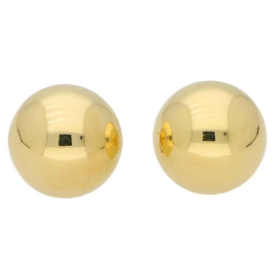Large Circular Dome Earrings in 14k Yellow Gold