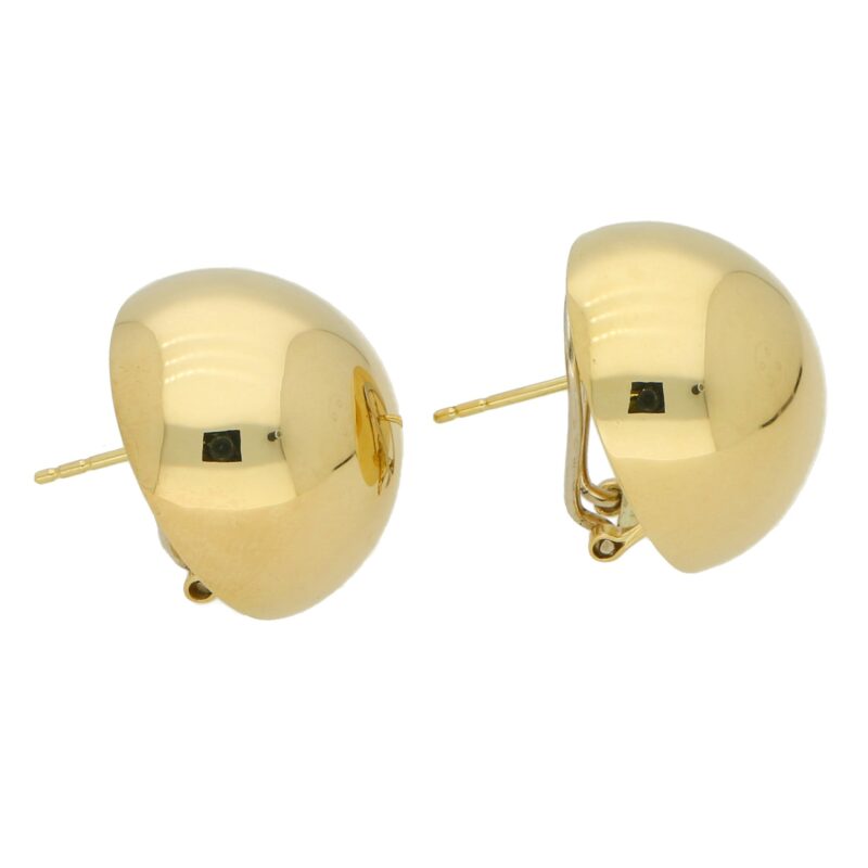 Large Circular Dome Earrings in 14k Yellow Gold