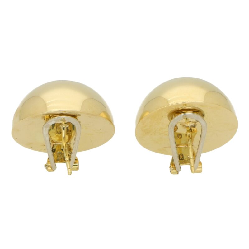 Large Circular Dome Earrings in 14k Yellow Gold