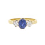 Sapphire and Diamond Trilogy Engagement Ring