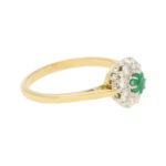 Emerald and Diamond Daisy Cluster Ring