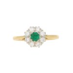 Emerald and Diamond Daisy Cluster Ring