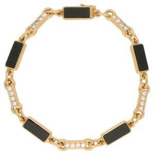 Vintage Van Cleef and Arpels Onyx and Diamond Chain Bracelet