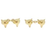 Ruby Eyed Fox Head Cufflinks in 9k Gold