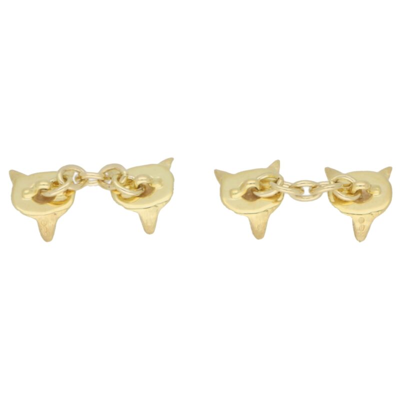 Ruby Eyed Fox Head Cufflinks in 9k Gold