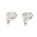 Aquamarine And Diamond Cluster Stud Earrings