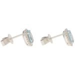 Aquamarine and Diamond Halo Stud Earrings