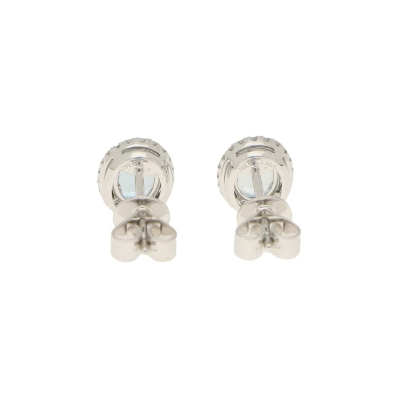 Aquamarine and Diamond Halo Stud Earrings