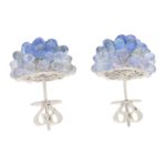 Hydrangea Briolette Floral Sapphire Cluster Earrings